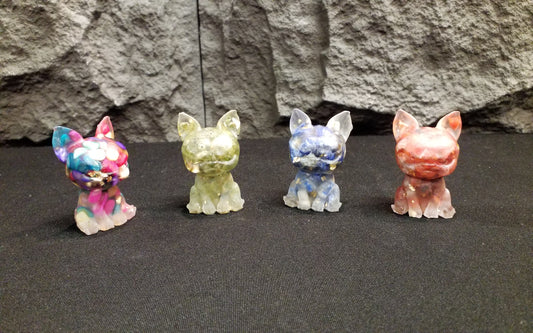 Resin Bulldog with Gemstone Chips (various materials)