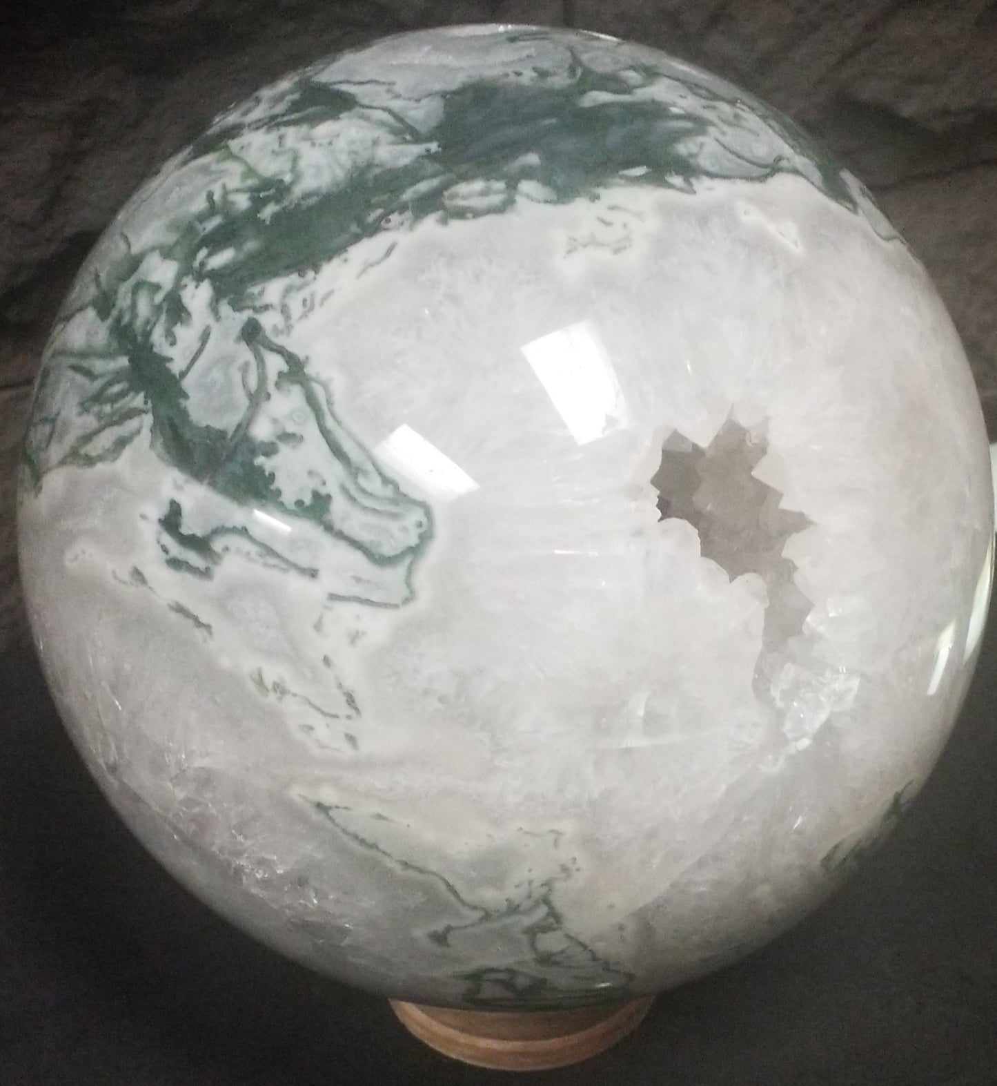Moss Agate Sphere with Druzy 14.6 lbs