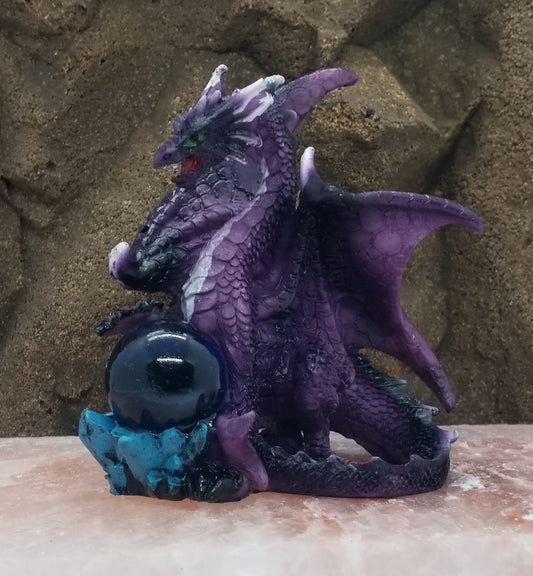 Dragon Figurine with Sphere/ Purple