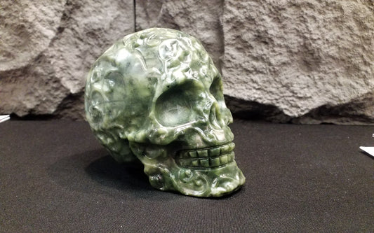 Green Jade Skull 4"