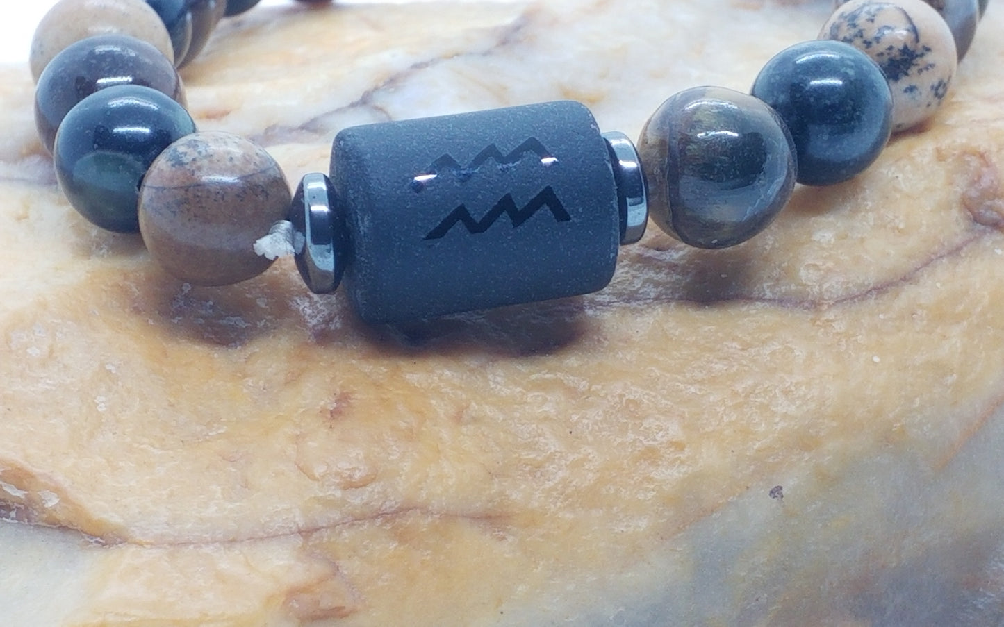Zodiac Symbol Bracelet  Aquarius 8mm