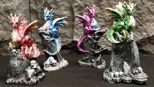 Dragon on Rocks with Skulls (various colors)