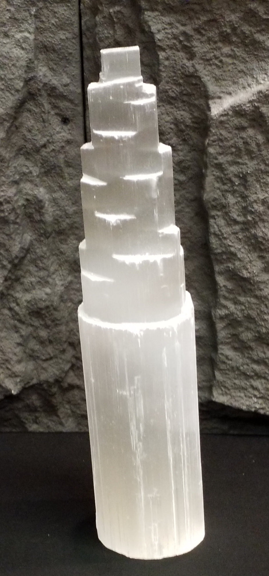 Selenite Lamp approximately 14" Tall with Light Base