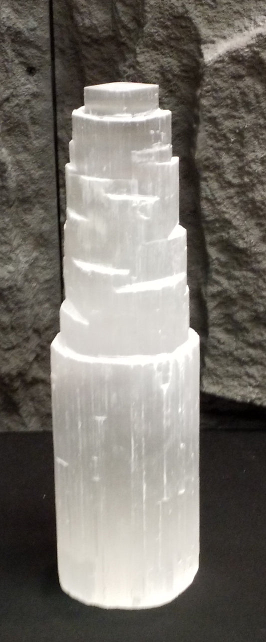Selenite Lamp approximately 12"Tall with Light Base