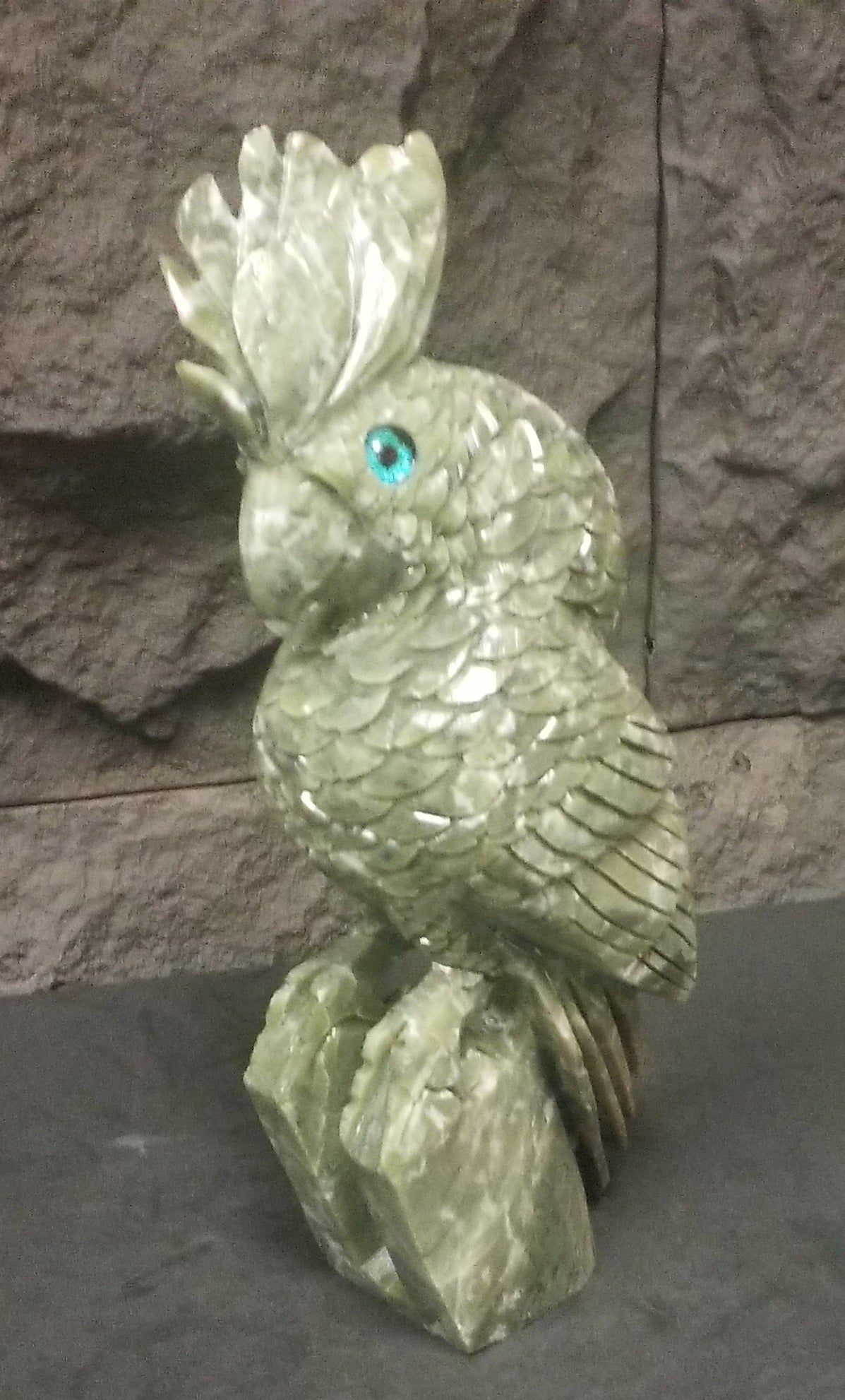 Green Jade Parrot 10.5" tall