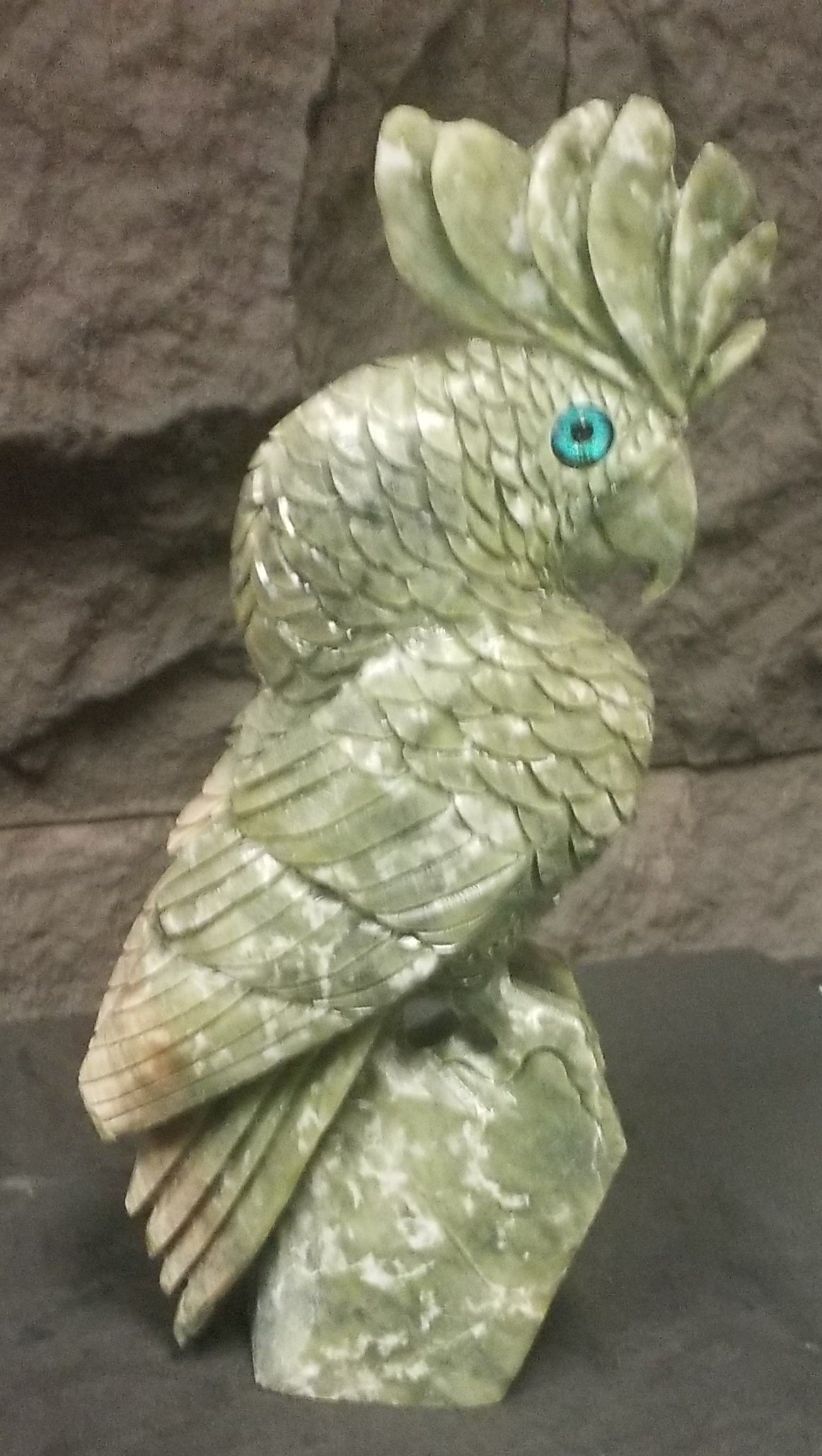 Green Jade Parrot 10.5" tall