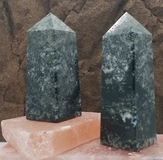 Moss Agate Obelisk